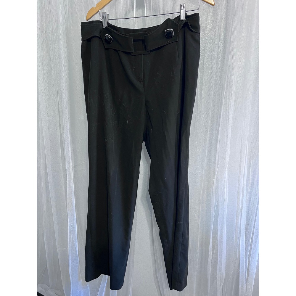 Cato Woman Black Wide Leg Belted Dress Pants Size 16W Career Office